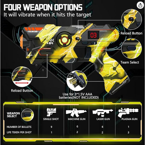 Laser Tag Guns Set of 4 with Digital LED for Kids