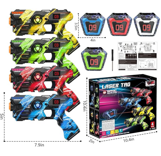 Laser Tag Guns Set of 4 with Digital LED for Kids
