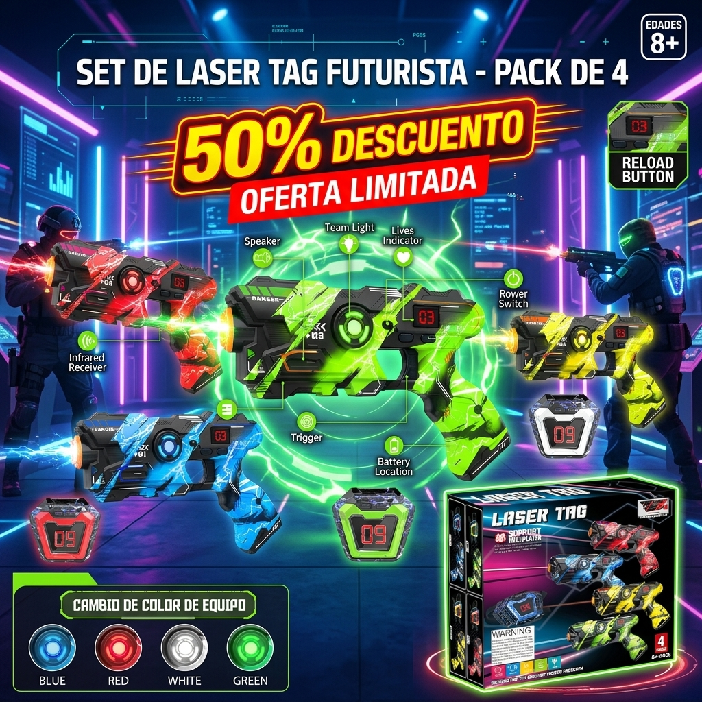 Laser Tag Guns Set of 4 with Digital LED for Kids